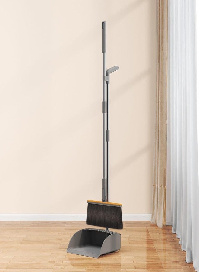 PRICHI Broom and Dustpan Set with Lid for Home Indoor Dust Pan with Combo 3 Foot Long Stainless Standing Upright for Room Office Home Kitchen Floor Whisk Brush Set - Image 1